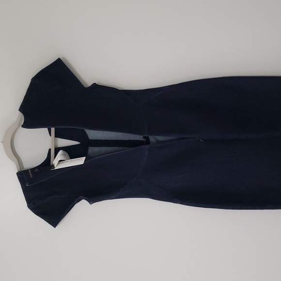 Banana Republic NWT Sheath Jean Dress 0 Blue Denim Dark Wash Short Sleeve Preppy - Picture 7 of 16